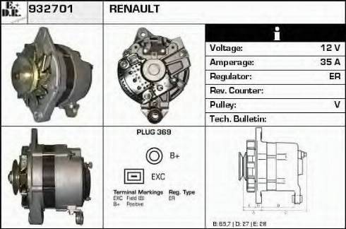 EDR 932701 - Alternator autospares.lv