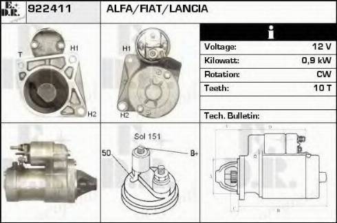 EDR 922411 - Starter autospares.lv