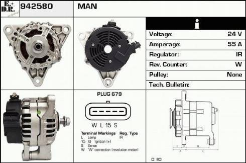 EDR 19092301 - Alternator autospares.lv