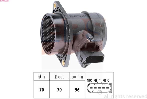 EPS 1.991.221 - Air Mass Sensor autospares.lv