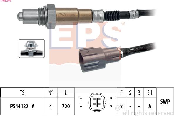 EPS 1.998.600 - Lambda Sensor autospares.lv