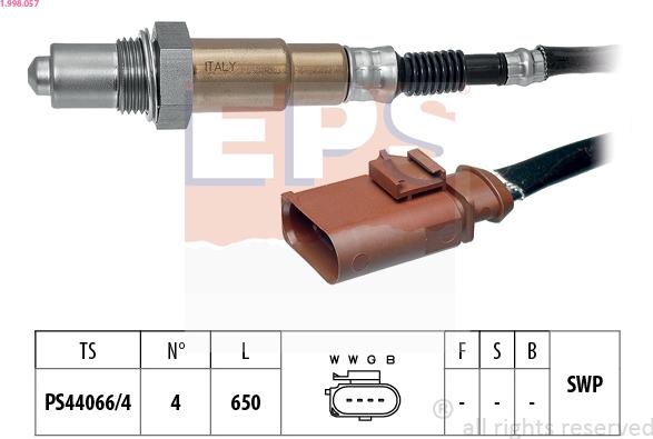 EPS 1.998.057 - Lambda Sensor autospares.lv