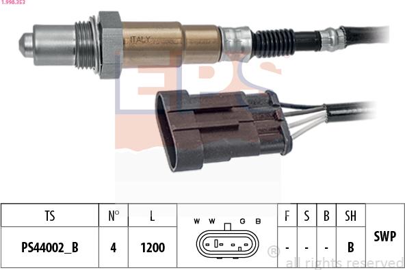EPS 1.998.353 - Lambda Sensor autospares.lv