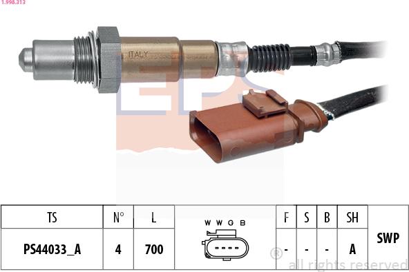 EPS 1.998.313 - Lambda Sensor autospares.lv