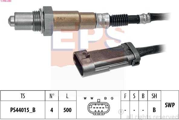 EPS 1.998.280 - Lambda Sensor autospares.lv