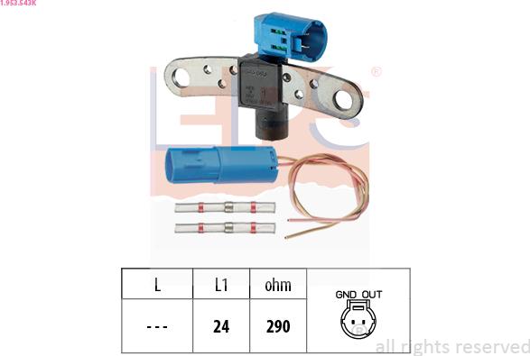 EPS 1.953.543K - Sensor, crankshaft pulse autospares.lv