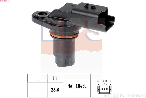 EPS 1.953.551 - Sensor, camshaft position autospares.lv