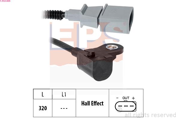 EPS 1.953.605 - Sensor, camshaft position autospares.lv