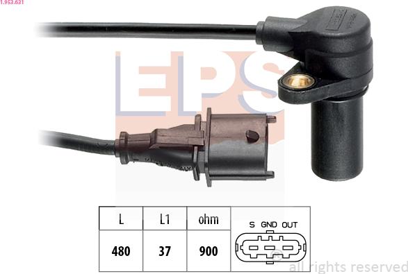 EPS 1.953.631 - Sensor, crankshaft pulse autospares.lv
