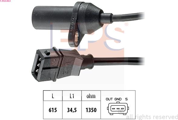 EPS 1.953.053 - Sensor, crankshaft pulse autospares.lv