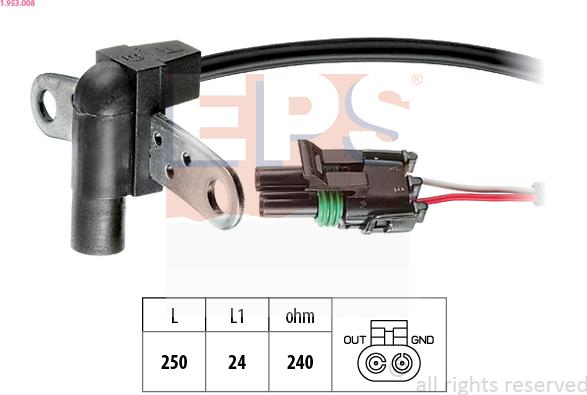 EPS 1.953.008 - Sensor, crankshaft pulse autospares.lv