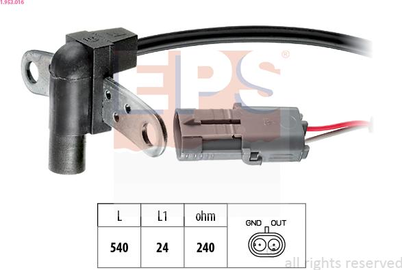EPS 1.953.016 - Sensor, crankshaft pulse autospares.lv