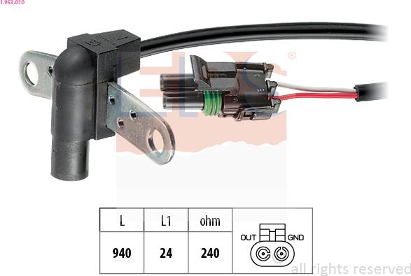 EPS 1.953.010 - Sensor, crankshaft pulse autospares.lv