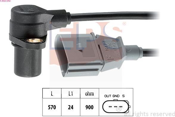 EPS 1.953.172 - Sensor, crankshaft pulse autospares.lv