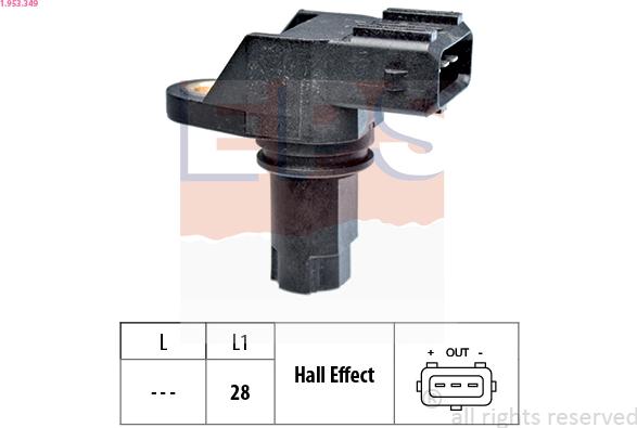 EPS 1.953.349 - Sensor, crankshaft pulse autospares.lv