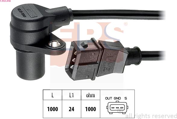 EPS 1.953.318 - Sensor, crankshaft pulse autospares.lv