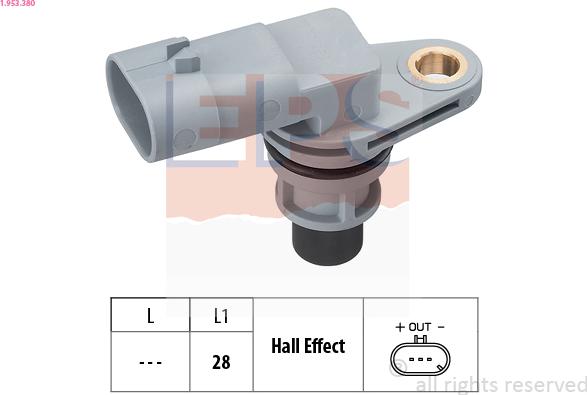 EPS 1.953.380 - Sensor, crankshaft pulse autospares.lv