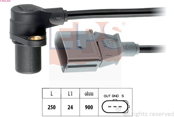 EPS 1.953.254 - Sensor, crankshaft pulse autospares.lv