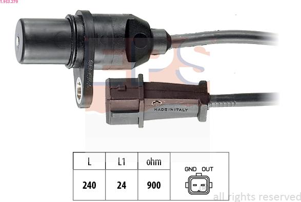 EPS 1.953.279 - Sensor, crankshaft pulse autospares.lv