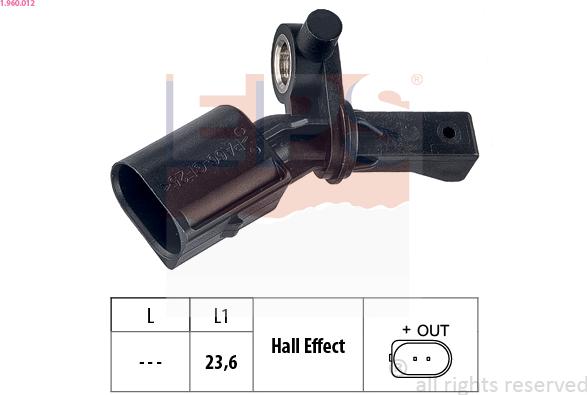 EPS 1.960.012 - Sensor, wheel speed autospares.lv