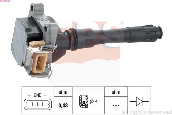 EPS 1.970.412 - Ignition Coil autospares.lv