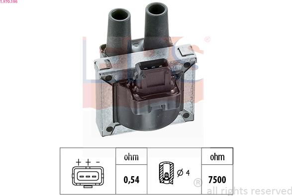 EPS 1.970.196 - Ignition Coil autospares.lv