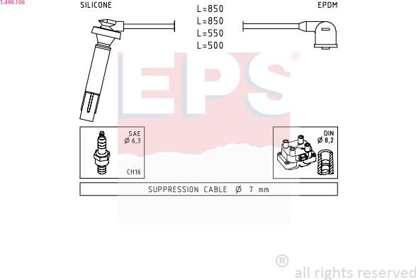 EPS 1.499.106 - Ignition Cable Kit autospares.lv