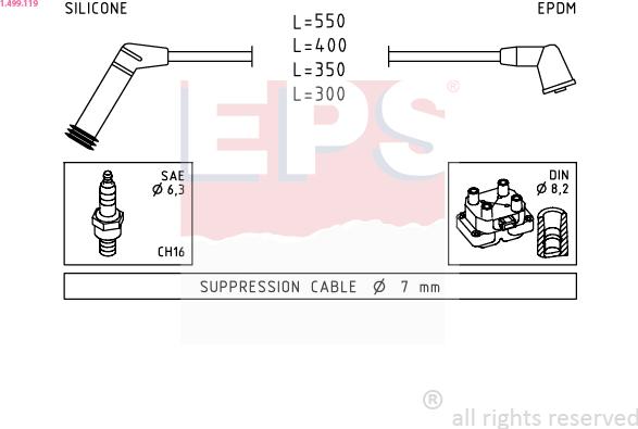 EPS 1.499.119 - Ignition Cable Kit autospares.lv