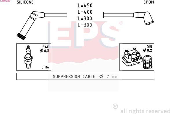 EPS 1.499.235 - Ignition Cable Kit autospares.lv