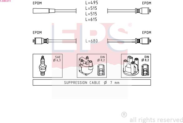 EPS 1.500.511 - Ignition Cable Kit autospares.lv