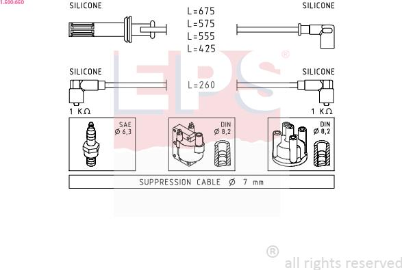 EPS 1.500.650 - Ignition Cable Kit autospares.lv