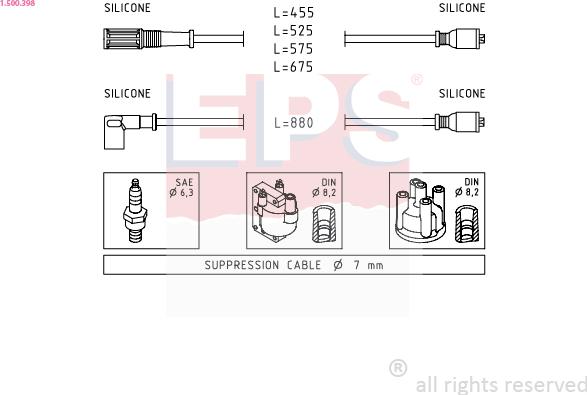 EPS 1.500.398 - Ignition Cable Kit autospares.lv