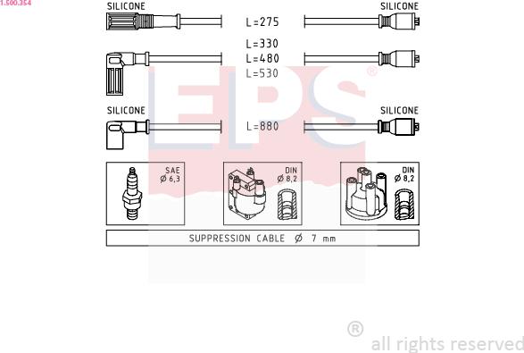 EPS 1.500.354 - Ignition Cable Kit autospares.lv