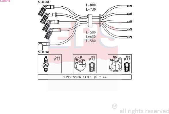 EPS 1.500.716 - Ignition Cable Kit autospares.lv