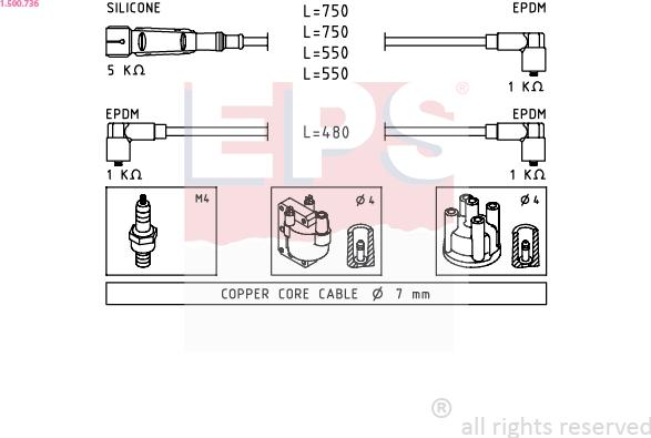 EPS 1.500.736 - Ignition Cable Kit autospares.lv