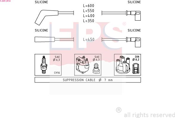 EPS 1.501.914 - Ignition Cable Kit autospares.lv