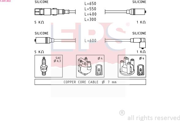 EPS 1.501.932 - Ignition Cable Kit autospares.lv