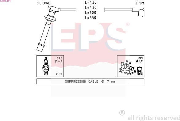 EPS 1.501.411 - Ignition Cable Kit autospares.lv