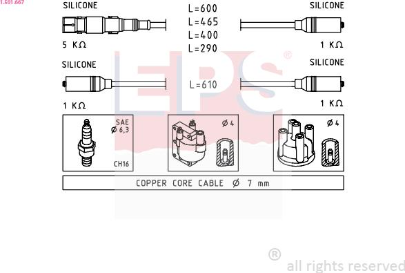 EPS 1.501.667 - Ignition Cable Kit autospares.lv