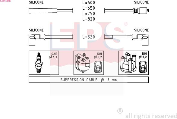 EPS 1.501.078 - Ignition Cable Kit autospares.lv