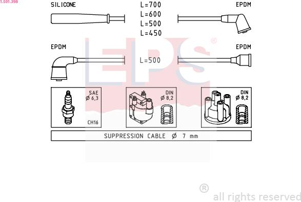 EPS 1.501.398 - Ignition Cable Kit autospares.lv