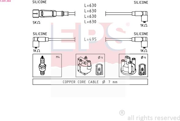 EPS 1.501.364 - Ignition Cable Kit autospares.lv