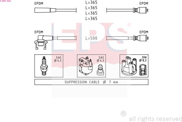 EPS 1.501.332 - Ignition Cable Kit autospares.lv