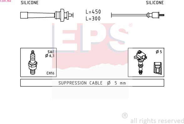 EPS 1.501.764 - Ignition Cable Kit autospares.lv
