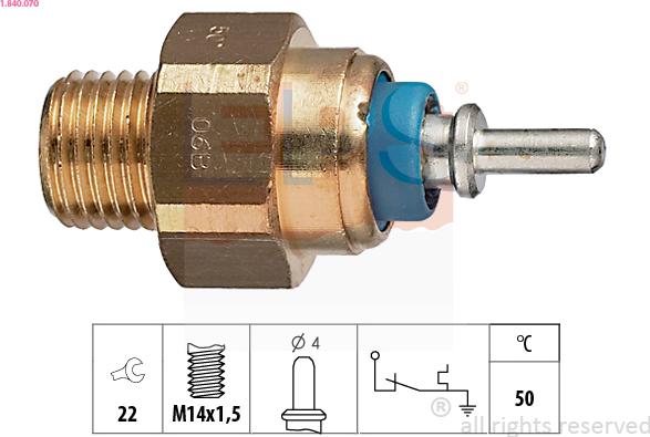 EPS 1.840.070 - Sensor, coolant temperature autospares.lv