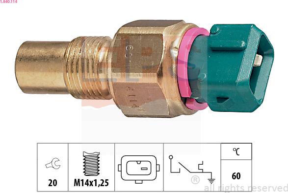 EPS 1.840.114 - Sensor, coolant temperature autospares.lv