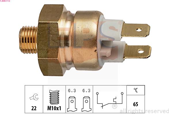 EPS 1.840.112 - Sensor, coolant temperature autospares.lv