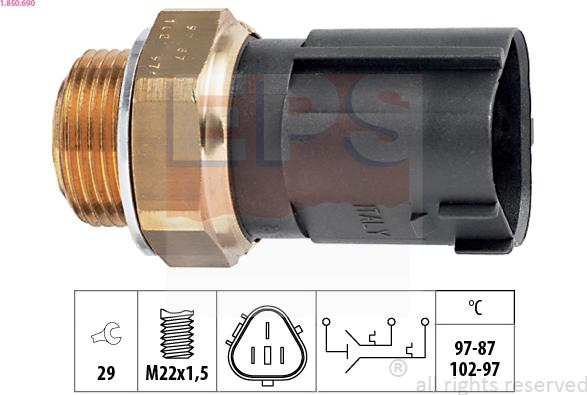 EPS 1.850.690 - Temperature Switch, radiator / air conditioner fan autospares.lv