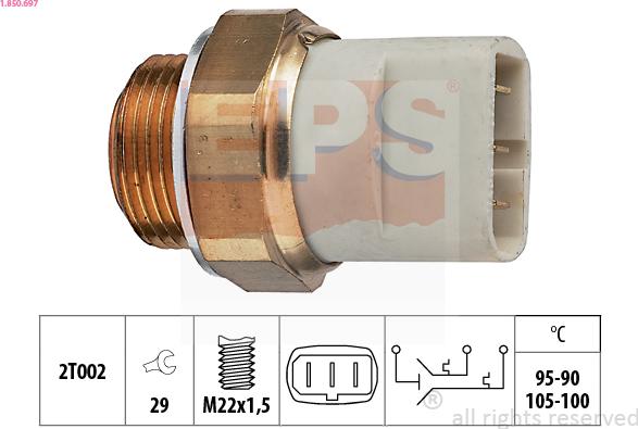 EPS 1.850.697 - Temperature Switch, radiator / air conditioner fan autospares.lv