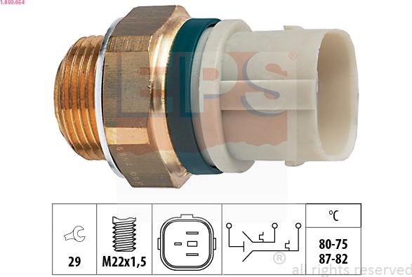 EPS 1.850.654 - Temperature Switch, radiator / air conditioner fan autospares.lv